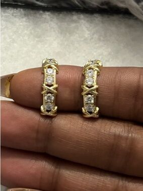 XOXO Gold & Diamond Hoop Earrings